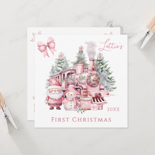 Santa Snowman Baby 1st Christmas カード (正面/裏面インサイチュ)