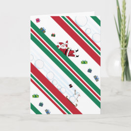 Santa & Snowman Christmas Stripes カード