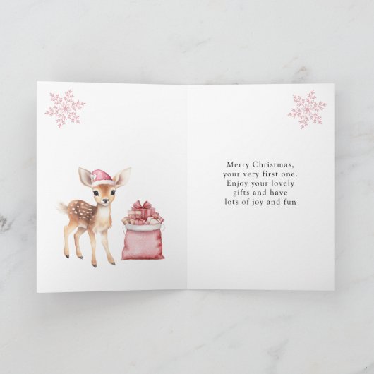 Santa Snowman Christmas Train Folded Greeting Card カード (内部)