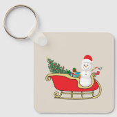 Santa snowman distributing gifts キーホルダー (正面)