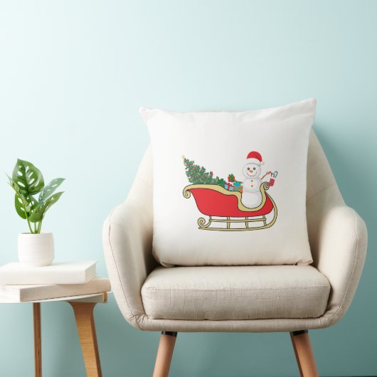 Santa snowman distributing gifts クッション (椅子)
