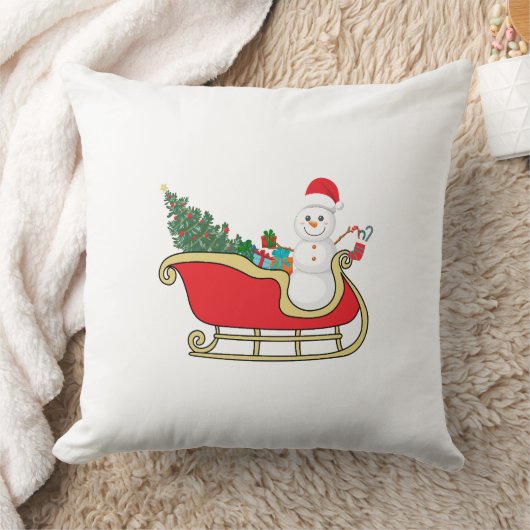 Santa snowman distributing gifts クッション (ブランケット)