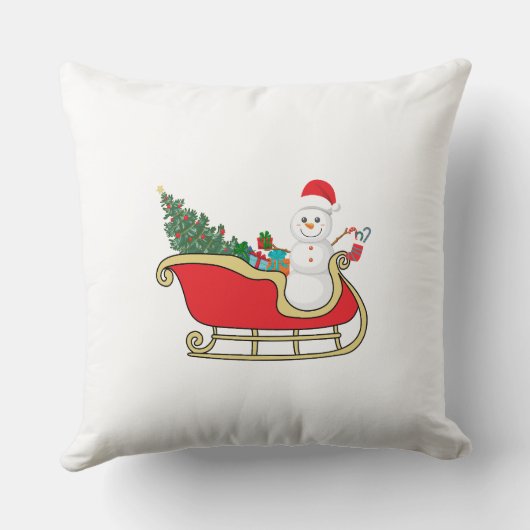 Santa snowman distributing gifts クッション (裏面)