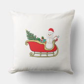 Santa snowman distributing gifts クッション (正面)