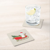 Santa snowman distributing gifts スクエアペーパーコースター (インサイチュ)