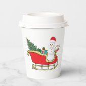 Santa snowman distributing gifts 紙コップ (裏面)