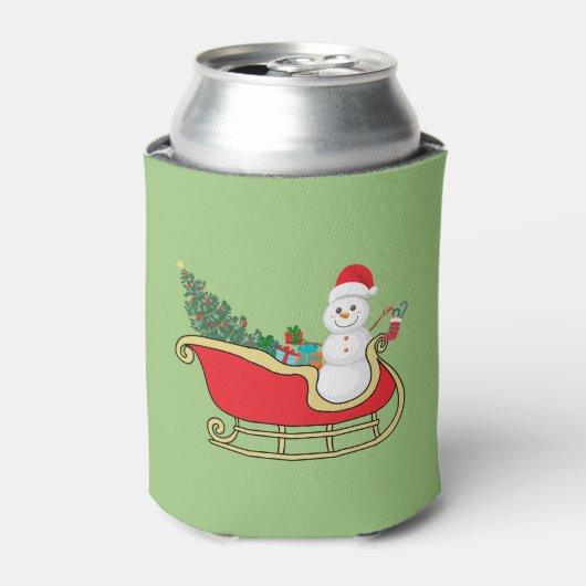 Santa snowman distributing gifts 缶クーラー (缶正面)