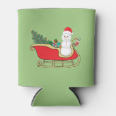 Santa snowman distributing gifts 缶クーラー (正面)