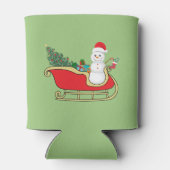 Santa snowman distributing gifts 缶クーラー (裏面)