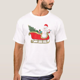 Santa snowman distributing gifts tシャツ