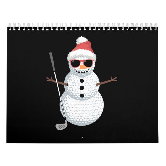 Santa Snowman Golf Ball Christmas Golfer Gift  カレンダー (カバー)