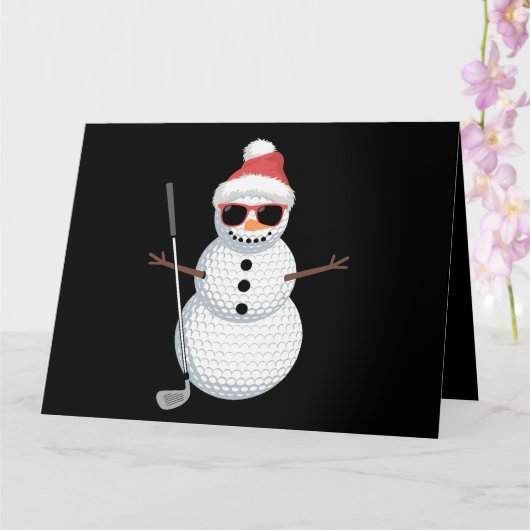 Santa Snowman Golf Ball Christmas Golfer Gift  カード (蘭)