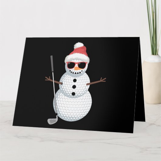 Santa Snowman Golf Ball Christmas Golfer Gift  カード (正面)