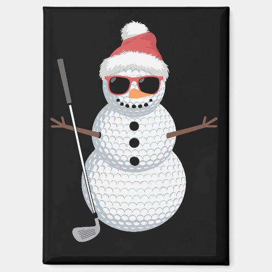 Santa Snowman Golf Ball Christmas Golfer Gift  マグネット (正面)