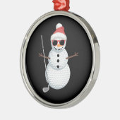 Santa Snowman Golf Ball Christmas Golfer Gift メタルオーナメント (左)