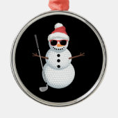 Santa Snowman Golf Ball Christmas Golfer Gift メタルオーナメント (正面)