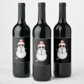 Santa Snowman Golf Ball Christmas Golfer Gift ワインラベル (ボトル)