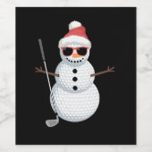 Santa Snowman Golf Ball Christmas Golfer Gift ワインラベル (シングルラベル)