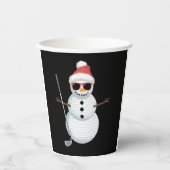 Santa Snowman Golf Ball Christmas Golfer Gift  紙コップ (正面)