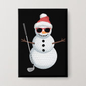 Santa Snowman Golf Ball Christmas Golfer Gift  缶バッジ (正面)