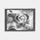 Santa Snowman Reindeer Taking A Selfie Photo Chris フリースブランケット (正面(横))