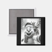 Santa Snowman Reindeer Taking A Selfie Photo Chris マグネット (正面/裏面)