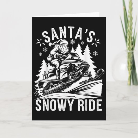 Santa Snowmobile Riding Snowmobiling Christmas  カード (正面)