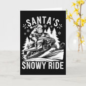 Santa Snowmobile Riding Snowmobiling Christmas  カード (黄色い花)