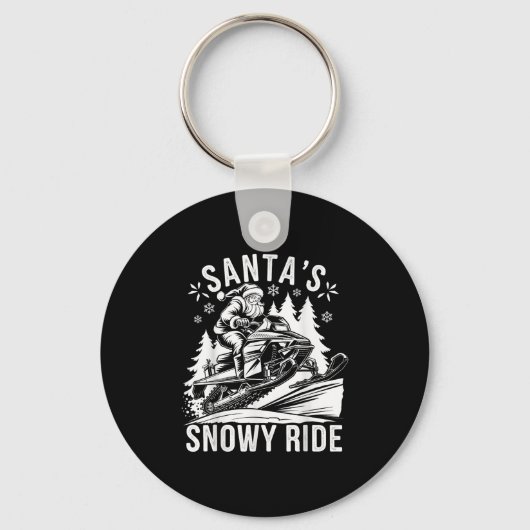Santa Snowmobile Riding Snowmobiling Christmas  キーホルダー (正面)