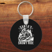 Santa Snowmobile Riding Snowmobiling Christmas  キーホルダー (正面)