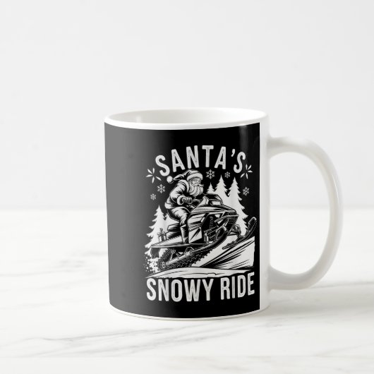 Santa Snowmobile Riding Snowmobiling Christmas  コーヒーマグカップ (右)