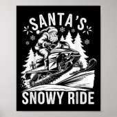 Santa Snowmobile Riding Snowmobiling Christmas  ポスター (正面)