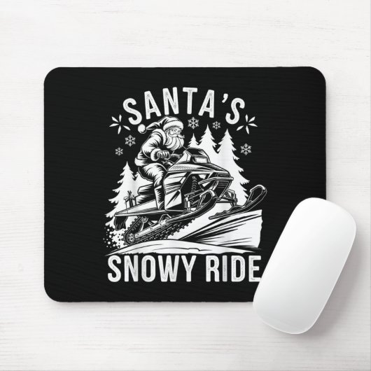 Santa Snowmobile Riding Snowmobiling Christmas  マウスパッド (マウス)