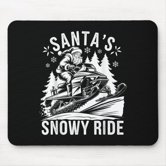 Santa Snowmobile Riding Snowmobiling Christmas  マウスパッド (正面)
