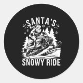 Santa Snowmobile Riding Snowmobiling Christmas  ラウンドシール (正面)