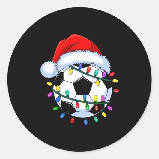 Santa Soccer Ball Christmas Soccer  ラウンドシール (正面)