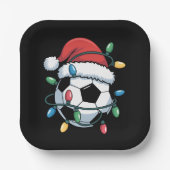 Santa Soccer Ball Sports Christmas Soccer Player ペーパープレート (正面)