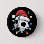 Santa Soccer Ball Sports Christmas Soccer Player 缶バッジ (正面)