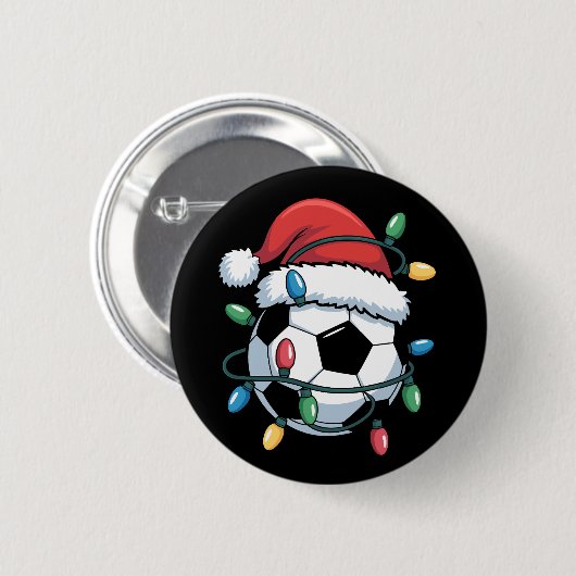 Santa Soccer Ball Sports Christmas Soccer Player 缶バッジ (正面&裏面)