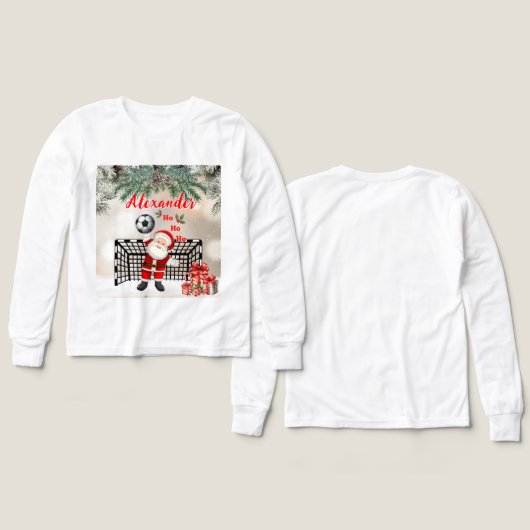 Santa Soccer Christmas Soccer Personalized (デザイン 正面＆背面)