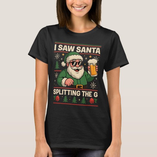 santa splitting, ugly christmas, christmas Graphic Tシャツ (正面)