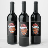 Santa Sports Christmas American Football Player  ワインラベル (ボトル)
