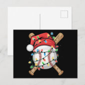 Santa Sports Christmas Baseball Player  シーズンポストカード (正面/裏面)