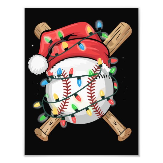 Santa Sports Christmas Baseball Player  フォトプリント (正面)