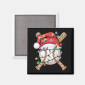 Santa Sports Christmas Baseball Player  マグネット (正面/裏面)