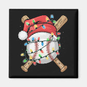 Santa Sports Christmas Baseball Player  マグネット (正面)