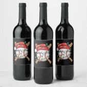 Santa Sports Christmas Baseball Player  ワインラベル (ボトル)