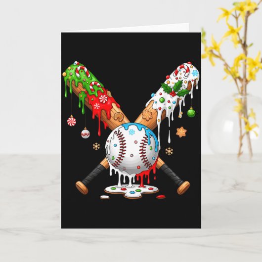 Santa Srts Design For Men Boys Christmas Baseball  カード (黄色い花)