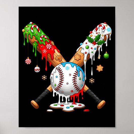 Santa Srts Design For Men Boys Christmas Baseball  ポスター (正面)