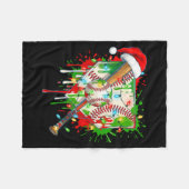 Santa Srts Ice Baseball Christmas Xmas Pajama Kid  フリースブランケット (正面(横))